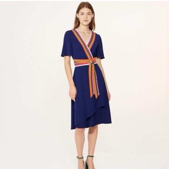Tory Burch Peggy colorful wrap dress sz 0 - Picture 1 of 8